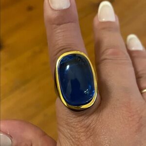 Palwer Blue and Gold Tone Enamel Ring